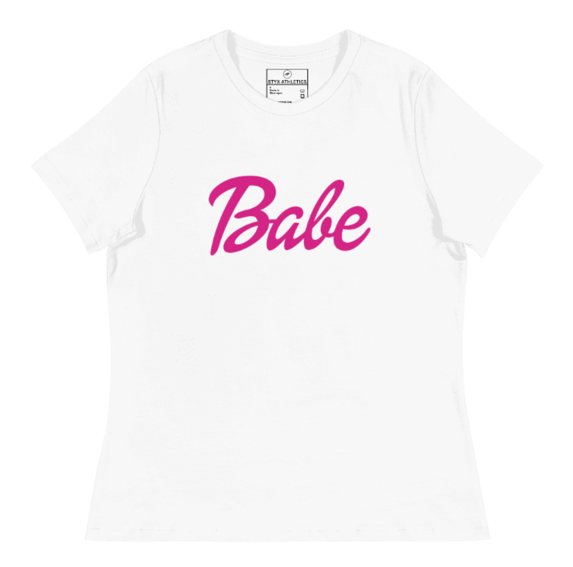 Babe Athletic Crew Neck T-Shirt - Pink Cursive